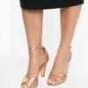 Demfon International (Chelsea Crew) Chelsea Crew Rose Gold Leatherette Peep Toe Pumps