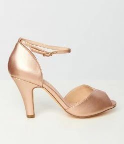 Demfon International (Chelsea Crew) Chelsea Crew Rose Gold Leatherette Peep Toe Pumps