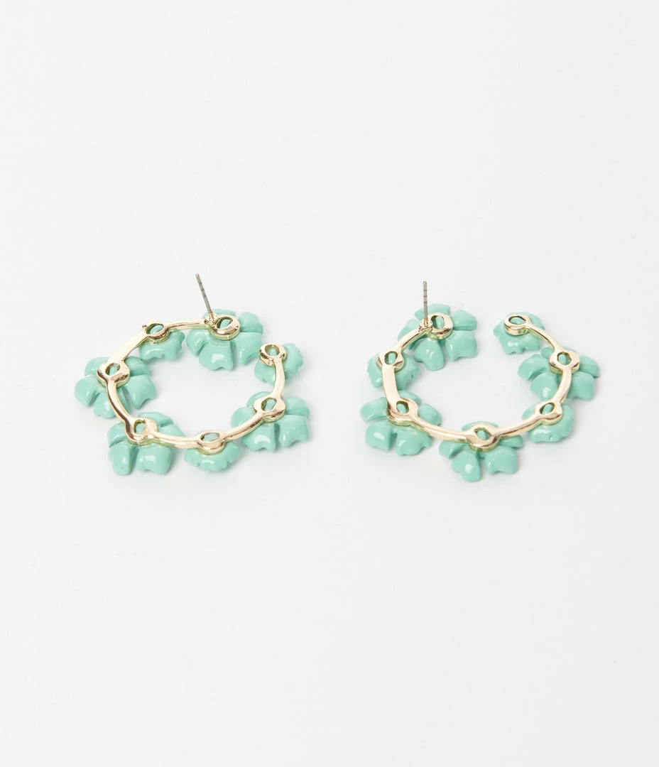 Anarchy Street Mint Floral Circle Earrings Accessories
