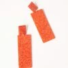 Pannee Red Marble Rectangle Drop Earrings 1960s