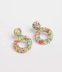 Pannee Swim Accessories Multicolor Beaded Hoop Drop Earring