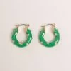 Pannee Green Enamel & Rhinestone Hoop Earring Accessories