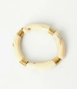 Pannee Ivory & Brown Resin Stretch Bracelet 1970s
