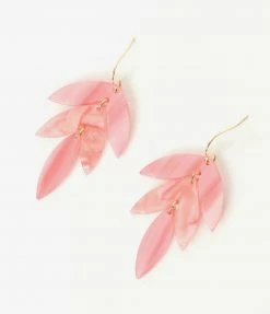 FAME Accessories Swim Accessories Pink Marble Leaf Drop Earring