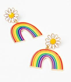 FAME Accessories Rainbow & Daisy Drop Earrings