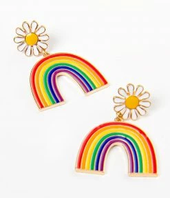 FAME Accessories Rainbow & Daisy Drop Earrings