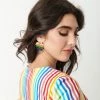 FAME Accessories Rainbow Stacked Heart Drop Earring