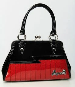 Sourpuss Red & Black Patent Shock Me Handbag Accessories