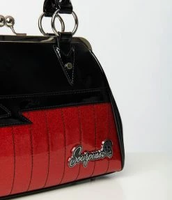 Sourpuss Red & Black Patent Shock Me Handbag Accessories