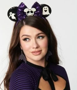 Alibaba (Huangshi Geego Industry & Trade Corporation Limited) Accessories Black & Purple Sequin Ghost Mouse Ears
