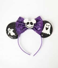 Alibaba (Huangshi Geego Industry & Trade Corporation Limited) Accessories Black & Purple Sequin Ghost Mouse Ears