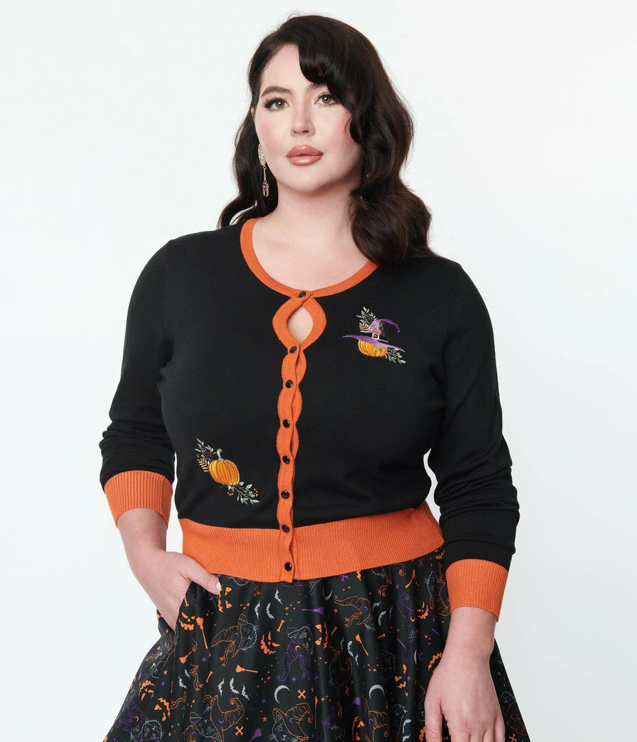 Lifestyle Group (UK) Ltd Plus Size Black Pumpkin Spice Cardigan