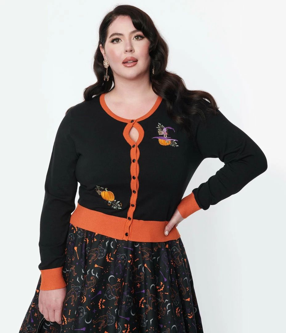 Lifestyle Group (UK) Ltd Plus Size Black Pumpkin Spice Cardigan