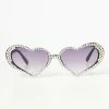 Lucent Product Inc. Black Rhinestone Heart Sunglasses