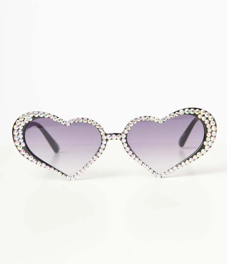Lucent Product Inc. Black Rhinestone Heart Sunglasses