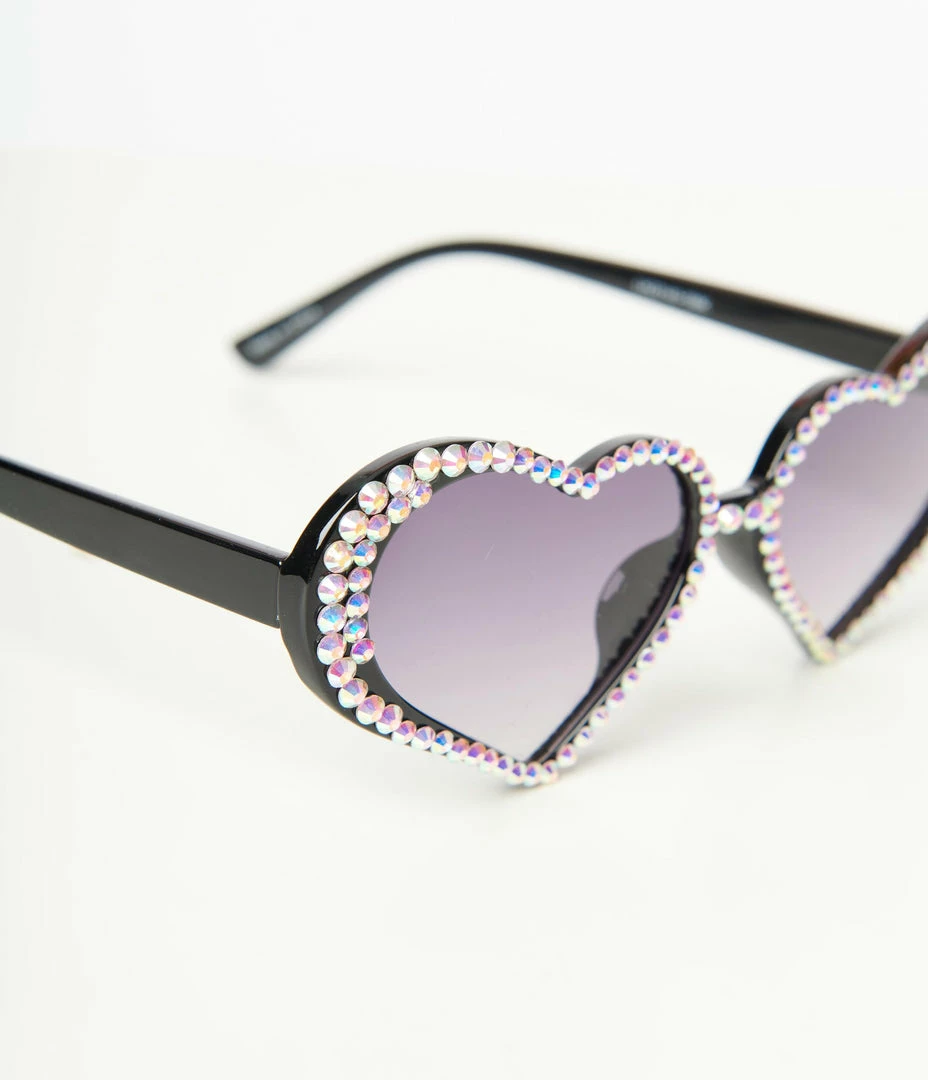 Lucent Product Inc. Black Rhinestone Heart Sunglasses