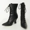 YRU (Strange Cvlt) Black Leatherette Victoria Lace Up Boot