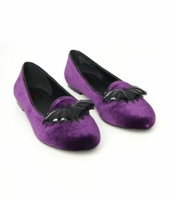 YRU (Strange Cvlt) Shoes Purple Velvet Lydia Bat Flats