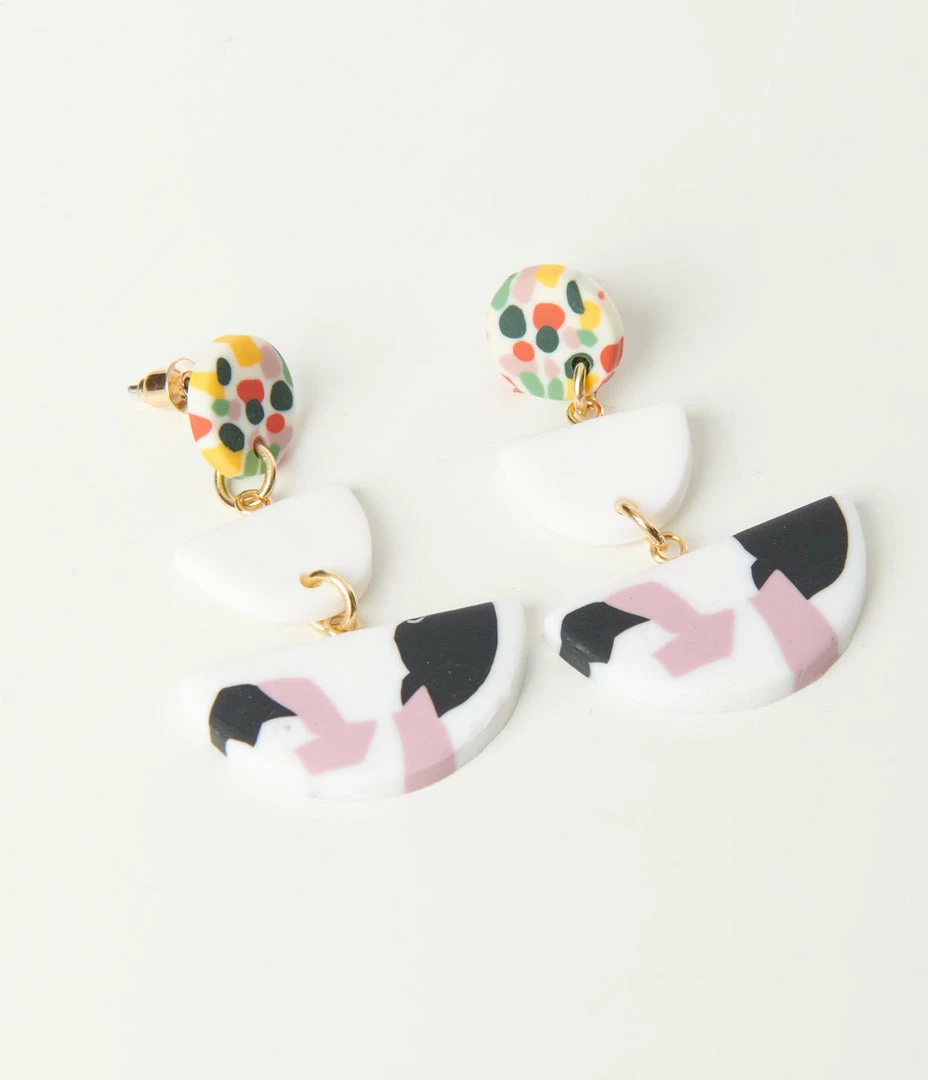 Anarchy Street Accessories Multicolor Geometric Polymer Clay Drop Earrings