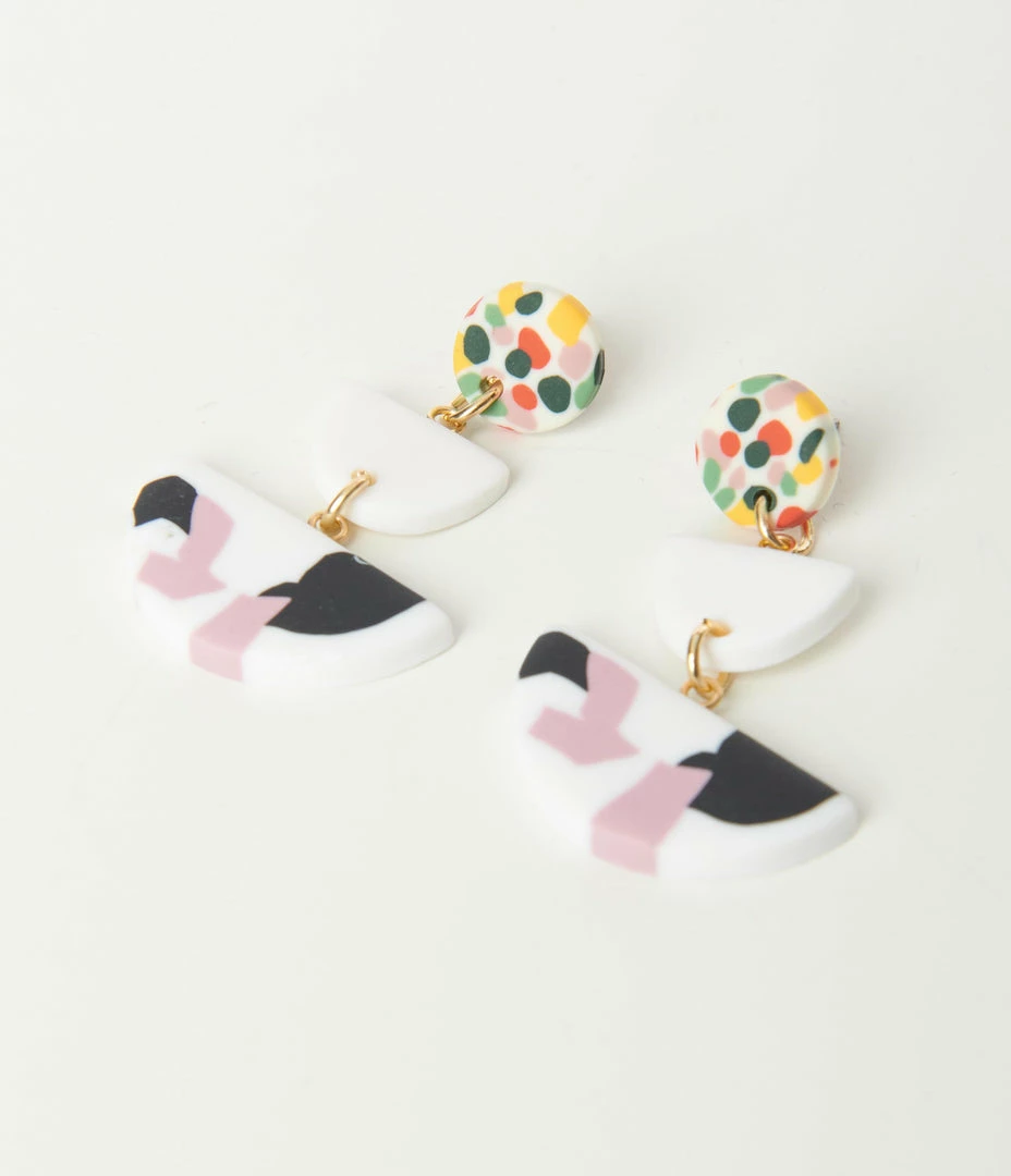 Anarchy Street Accessories Multicolor Geometric Polymer Clay Drop Earrings