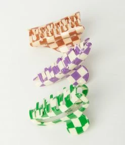 Anarchy Street Accessories Multicolor Checkered Hair Claw Set