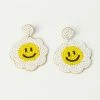 Pannee Yellow Smiley Face & White Daisy Drop Earrings