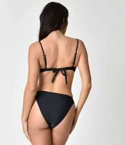 Unique Vintage Black Sweetheart Bandeau Charlene Swim Top Swimwear