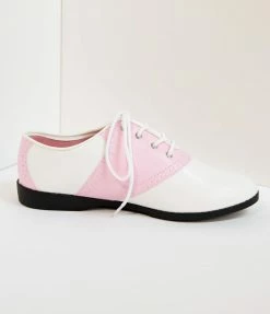 Pleaser 1950s Pink & White Classic Lace Up Saddle Shoes