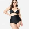 Swimwear Unique Vintage Plus Size All Black Monroe Bikini Top