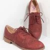 Pleaser Retro Style Cherry Red Leatherette Oxford Shoes