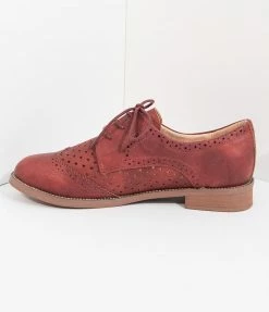 Pleaser Retro Style Cherry Red Leatherette Oxford Shoes