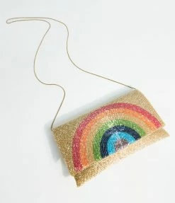 Ricki Designs Golden Beaded Rainbow Clutch