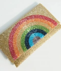 Ricki Designs Golden Beaded Rainbow Clutch