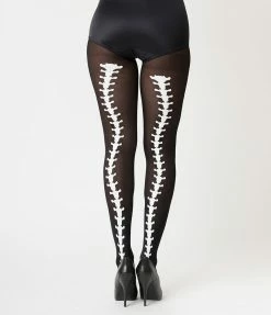Sky Hosiery (Music Legs) Black & White Vertebrae Backseam Pantyhose