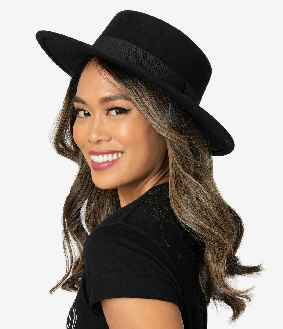 Unique Vintage Black Wool Bolero Hat