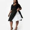 Unique Vintage Plus Size White Retro Style Ruffled Petticoat Crinoline