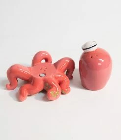 One Hundred 80 Degrees Pink Captain Octopus Ceramic Salt & Pepper Shaker Accessories