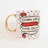 Unique Vintage Pink Chin Up Ceramic Mug