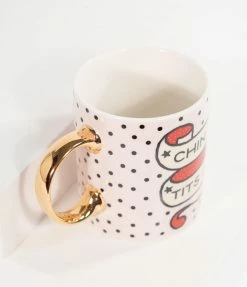 Unique Vintage Pink Chin Up Ceramic Mug