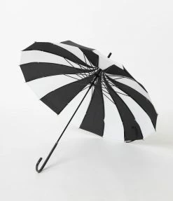 Unique Vintage Retro Style Black & White Stripe Pagoda Umbrella Unique Vintage Brand