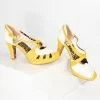 Ellie Shoes Bettie Page Yellow & White Leatherette Criss Cross Angie Heels