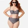 Collectif X Playful Promises Black & White Gingham Watermelon Print Swim Bottoms