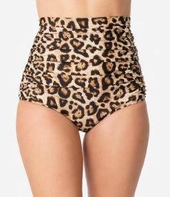Swimwear Unique Vintage Leopard Print Monroe High Waist Swim Bottom