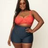 Unique Vintage Plus Size Red & White Pin Dot Marlene Crop Swim Top