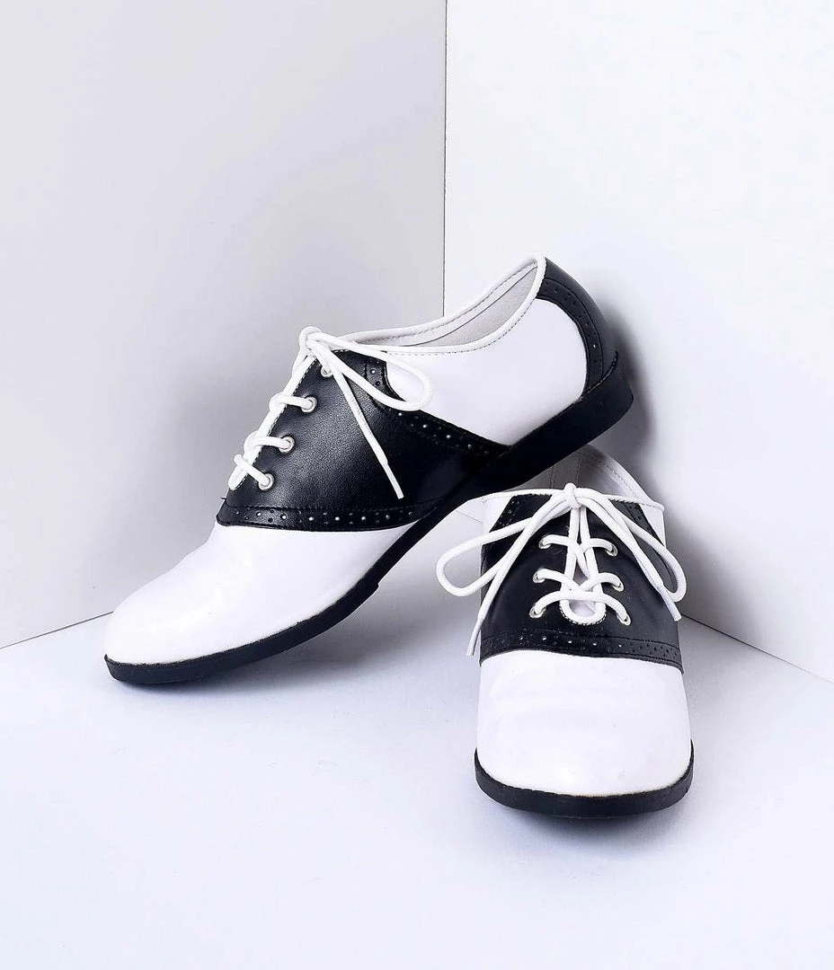 Pleaser Black & White Classic Lace Up Saddle Shoes