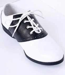 Pleaser Black & White Classic Lace Up Saddle Shoes