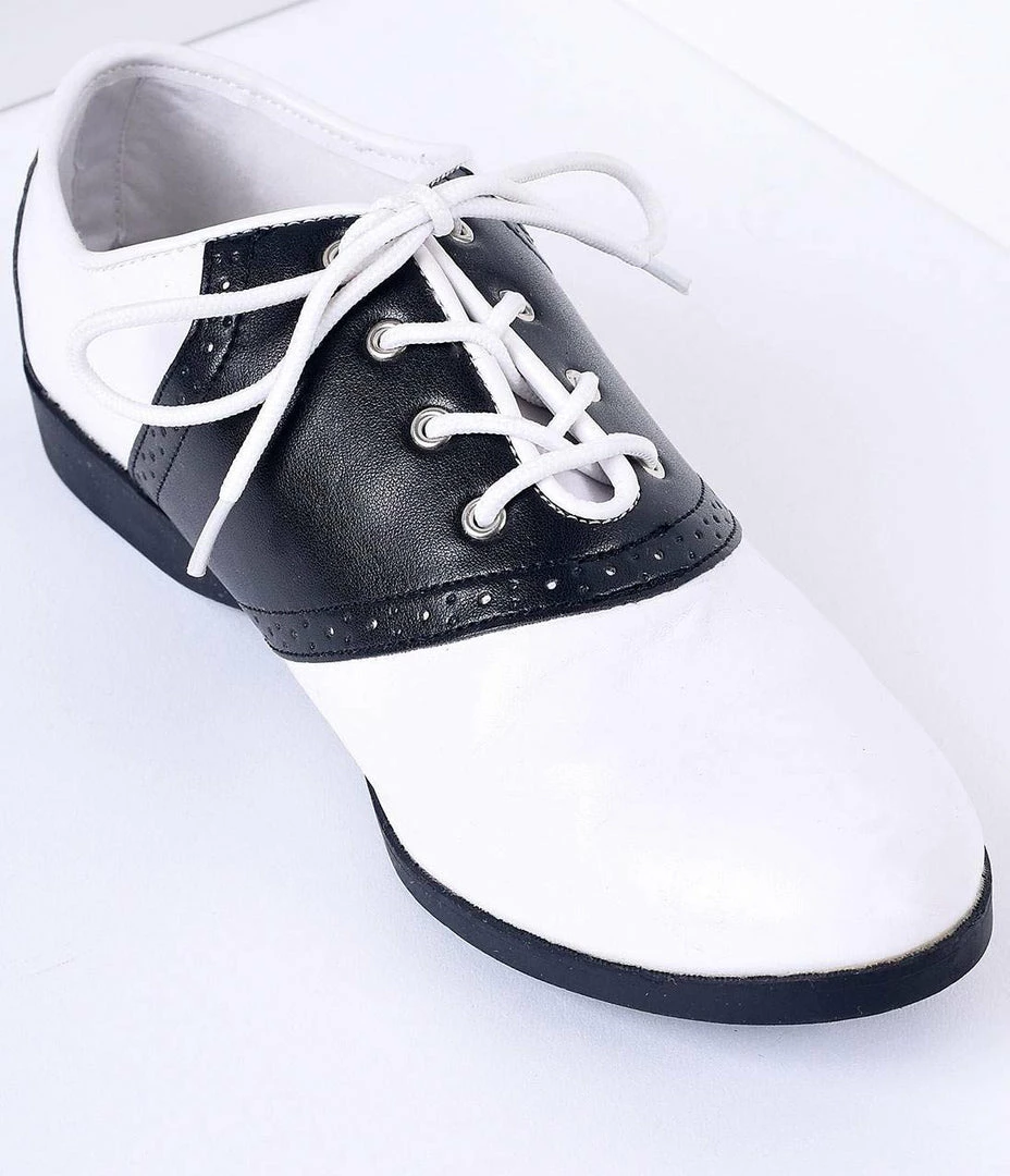 Pleaser Black & White Classic Lace Up Saddle Shoes