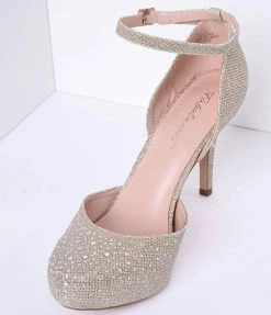 Pleaser Gold Metallic Rhinestone D'Orsay Covet Heels