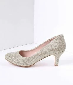 Pleaser Shoes Champagne Metallic Rhinestone Doris Kitten Heels