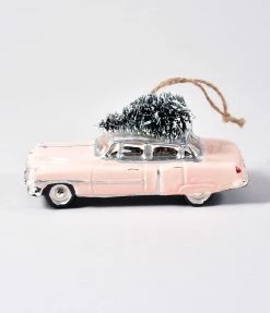 Cody Foster Accessories Pink Cadillac Glass Ornament
